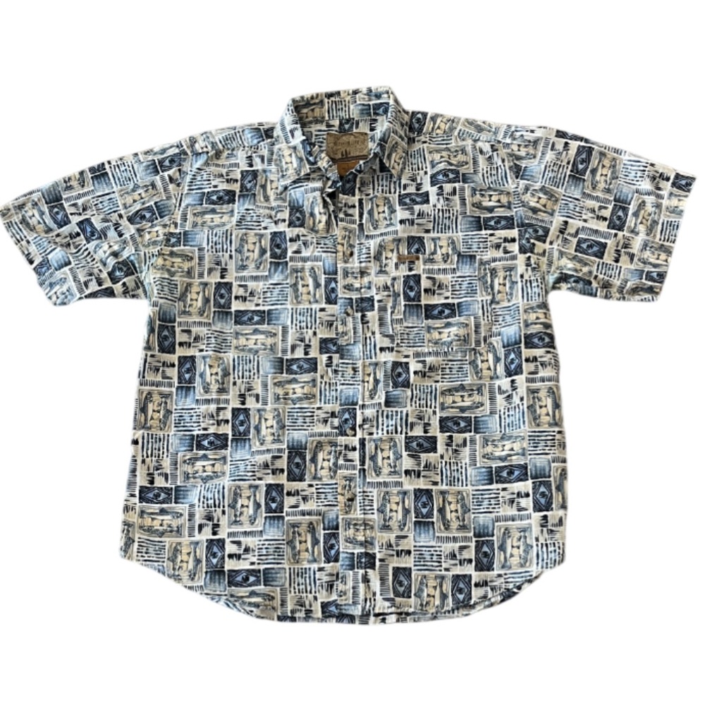 Outdoor Life Men's Graphic Fishing Camp Shirt - L